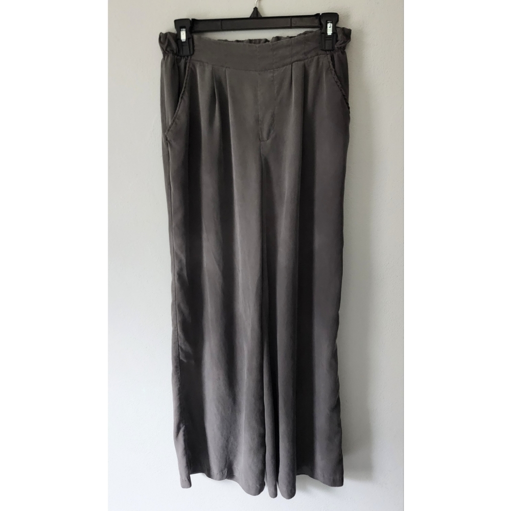 Philosophy high rise grey wide leg stretch elastic waist pants pocket size Small